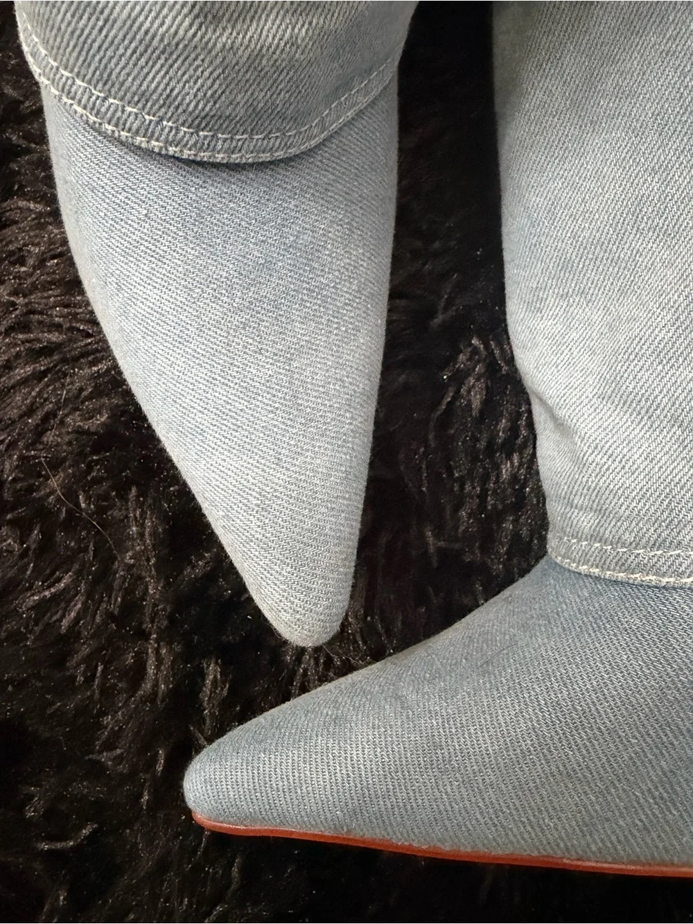 Light Wash Denim Pointed Toe Stiletto Booties